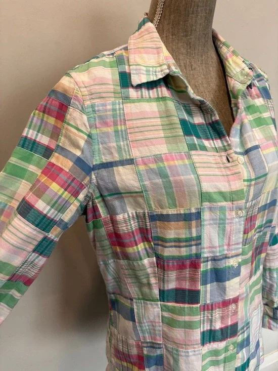 Brooks Brothers Plaid Button Down Shirt Pastel Green Blue Pink Madras Medium - Picture 5 of 14